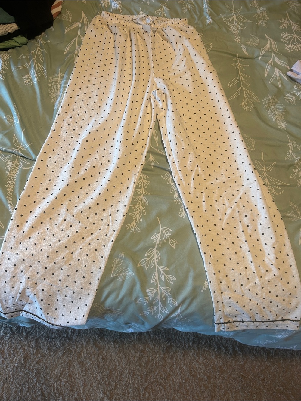 Women’s polka Dot Lounge Pants - White with Black Dots